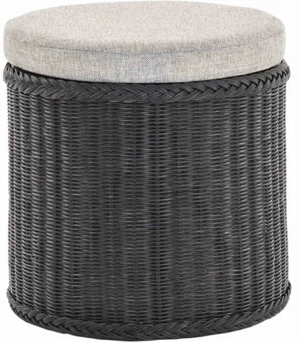 Rattan Wäschekorb in schwarz von Krines Home