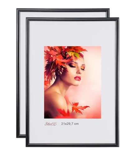 IDEAL TREND 2er 3er 5er Pack Bilderrahmen Kunststoff Lifestyle Foto Rahmen Collage KYOTO: Farbe: 2er Pack Schwarz | Format: 21x29.7