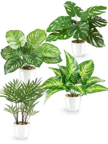 Kunstpflanze Tropische Kunstpflanzen mit Keramiktöpfen – Monstera & Areca Palmen - Kunstpflanzen in weißen Keramiktöpfen, täuschend echt und pflegeleicht – ideal für ein gemütliches Ambiente in jedem Raum.