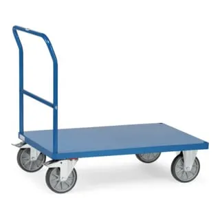 Fetra Transportwagen 2501B - Schiebebügelwagen - Etagenwagen mit einer Tragkraft von 600 kg und einer robusten Stahlblech-Plattform, ideal für den professionellen Einsatz in Lager und Transport.
