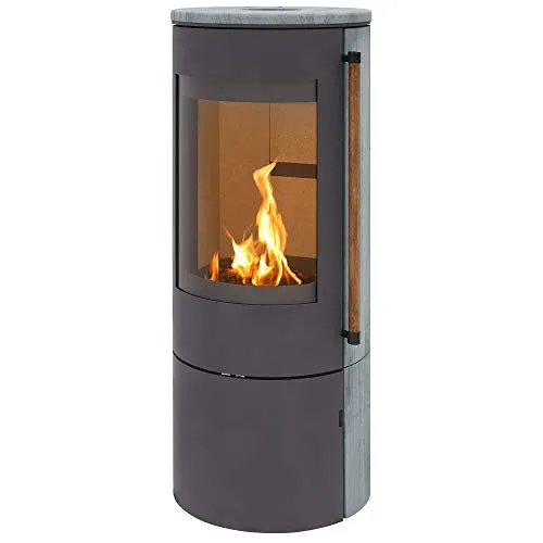 H&M Germany Kaminofen EVO 2.1 Naturstein Titan - Moderner Kaminofen mit 7 kW Nennwärmeleistung, Energieeffizienzklasse A und Panorama Sichtscheibe. Ideal für gemütliche Abende und effiziente Beheizung.