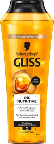 Gliss OIL NUTRITIVE Shampoo 250 ml - Pflegendes Shampoo für trockenes Haar, mit wertvollen Ölen für geschmeidige und glänzende Ergebnisse.