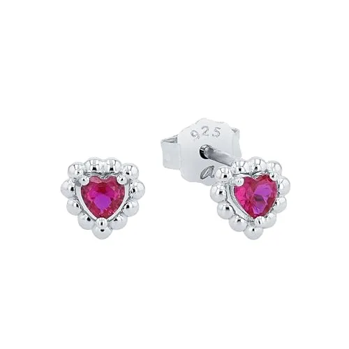 Amor Ohrstecker 925 Sterling Silber mit Zirkonia für Mädchen - Ohrringe für Mädchen, aus 925 Sterling Silber mit funkelnden Zirkonia, Herz-Motiv, perfekt als Geschenk in einer Schmuck Geschenk Box.
