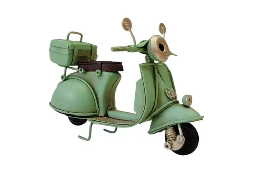 FTWdesign Dekofigur Retro Motorroller Dekoartikel aus Metall in grün