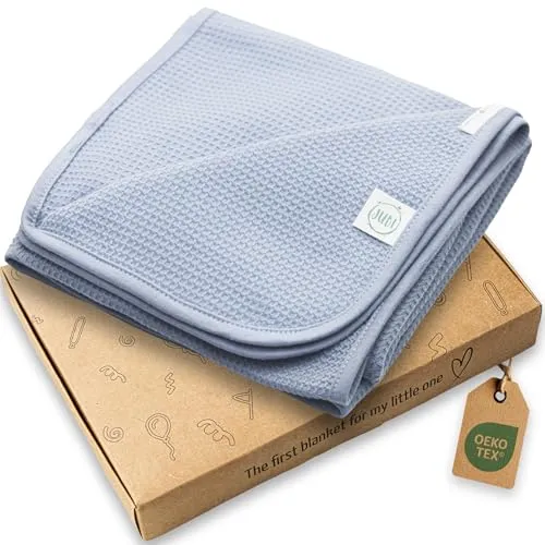 Jubi® Babydecke 100% Baumwolle 70 * 100 cm – weiche Decke für Neugeborene – Kuschelige Babydecke für Kinderwagen & Bett – Oeko-Tex Zertifiziert –Schönes Geschenk zur Geburt (Violet Grey)
