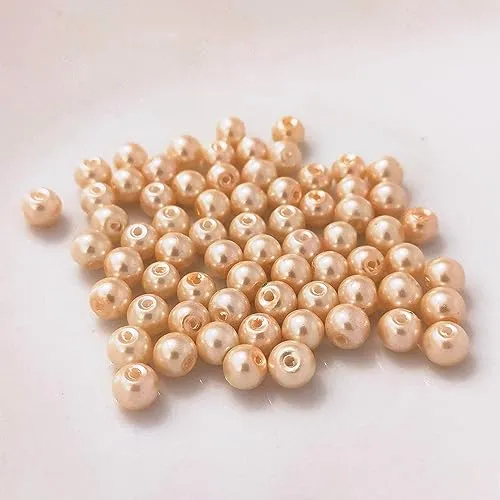 Kopper-24 (4 mm/Lachs) Glasperlen - Bastelperlen aus Glas rund - 30 Farben mit Loch Perlen zum Basteln auffädeln Armbänder Traumfänger bunt Set DIY mini kleine große Kinder Bastelperlen Schmuck