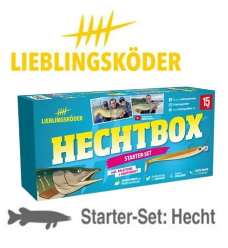 Lieblingsköder HECHT BOX Starterset komplett - Köder & Futtermittel, perfekt für Raubfischangeln mit giftfreien Gummifischen in mehrfarbiger Ausführung, ideal für Hecht und Forelle.