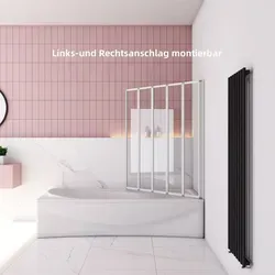 120X140cm 5-teilig Weiß Badewannenfaltwand Faltwand Badewannenaufsatz