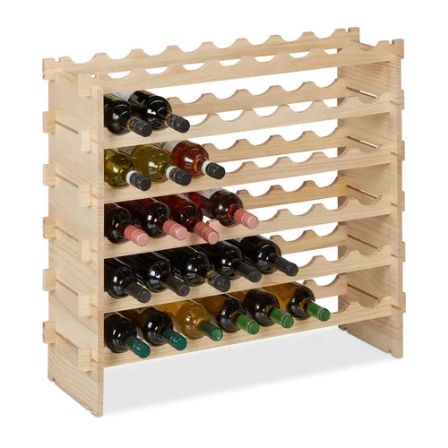 Weinregal - Stapelbares Weinflaschenregal für 48 Flaschen - Weinregale aus Kiefernholz, ideal für die stilvolle Weinaufbewahrung. Mit einer Breite von 82 cm und einer Höhe von 73 cm bietet es viel Platz und ist perfekt für Weinliebhaber.