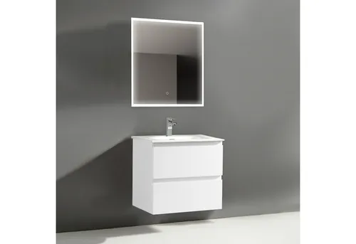 Alpenberger Badmöbel-Set - Eleganter Badezimmerschrank mit LED-Spiegel - Badmöbel-Set mit Waschtisch und beleuchtetem Spiegel, ideal für stilvolle Badezimmer. Inklusive hochwertigem Keramik Waschbecken und Softclose-Funktion für sanftes Schließen.