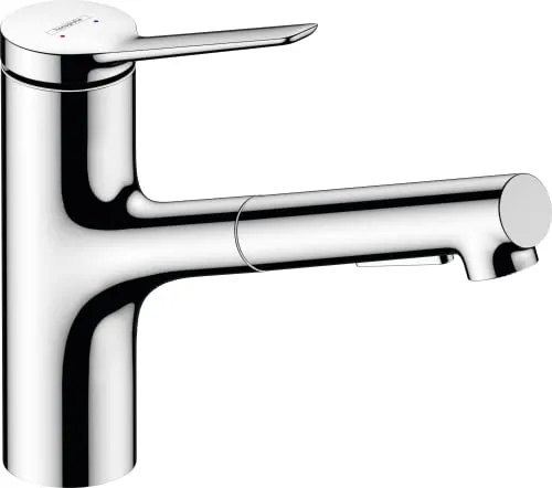 hansgrohe Zesis M33 - Ausziehbare Küchenarmatur mit Metallbrause - Armaturen mit ergonomischem Design und 2 Strahlarten für mehr Komfort beim Kochen. Die schwenkbare Mischbatterie bietet eine flexible Nutzung und einfache Reinigung.