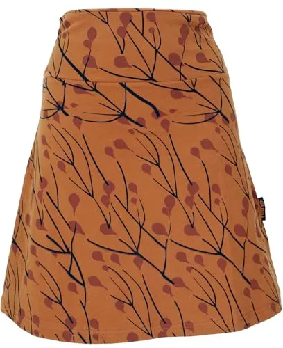 GURU SHOP A-Linien Rock aus Bio-Baumwolle - Caramel, Damen, Größe L - Bequemer, knielanger Rock mit lockerem Schnitt und dezentem Druck. Das elastische Material sorgt für hohen Tragekomfort und eine tolle Passform.