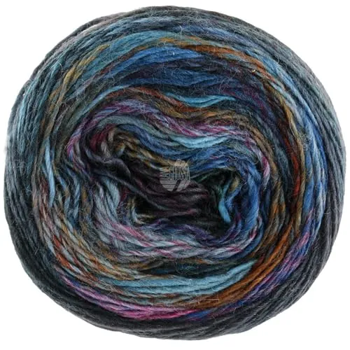 LANA GROSSA Colorissimo | Farbenfrohes Merino-Dochtgarn | Handstrickgarn aus 100% Schurwolle (Merino extrafein) | 100g Wolle zum Stricken & Häkeln | 300m Garn 210 FB 210