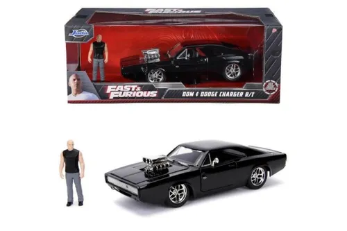 Jada Toys 253205000 Fast & Furious Dom's Dodge Charger R/T 1970 + Figur 1:24 Mod