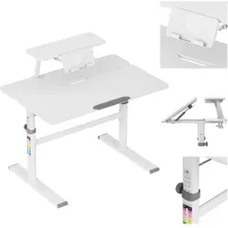 Mark Adler Study 3.7 höhenverstellbarer Kinderschreibtisch mit neigbarer Tischplatte, Buchablage und Antireflex-Beschichtung – Grau - Grau