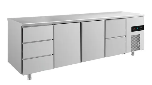 Gastro Kühltisch 2 Türen 5 Schubladen Umluftkühlung 2330x700x850mm -2/+8°C NEU