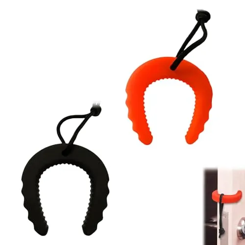 Stück Türkordel Klemmschutz, Türstopper Klinke,Klemmschutz für Türen,Türklinken Stopper,für Türen Haustier und Kinder Fingerschutz, Schwarz + Orange 2