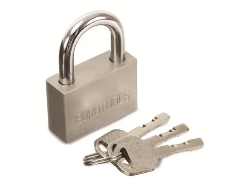 Sicherheits-Vorhängeschloss EUROTOOLS, 50mm, 3 Schlüssel