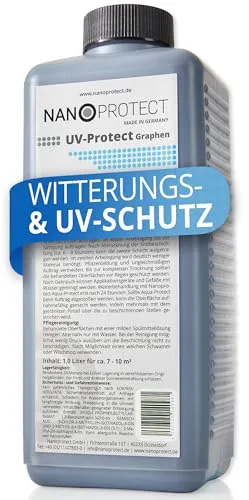 Nanoprotect UV-Protect | Holzöl | UV-Schutz | Witterungsschutz | Langzeitschutz gegen Vergrauung, Austrocknung und Rissbildung | 1 Liter | Graphen - dunkelgrau | Für ca. 7-10 m²
