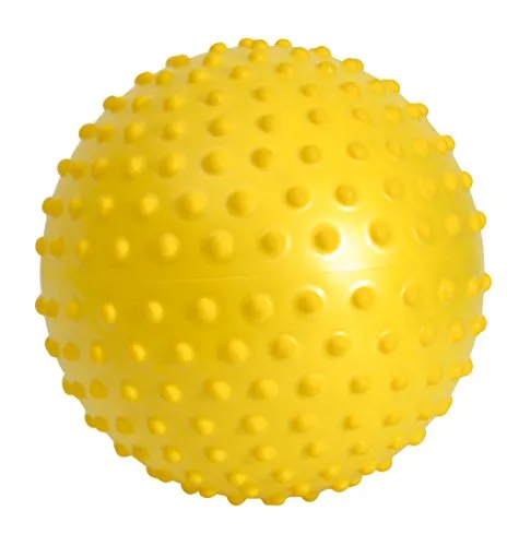 GYMNIC Sensyball Aufblasbarer gelber Sensorikball Ø 28 cm für Massage, Reflexzonenmassage und sanfte Gymnastik, mit taktilen Noppen zur Muskelstimulation und Entspannung