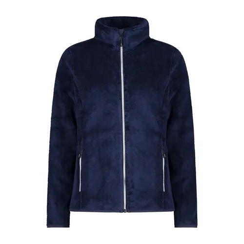 CMP Woman Jacket b.blue-bianco (43NM) 48 - Fleecejacke für Damen, vielseitig einsetzbar als Mid Layer oder solo, mit hochwertigem HighLoft-Fleece für optimale Wärme und Tragekomfort.