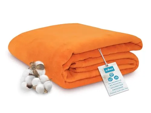 ZOLLNER Kuscheldecke flauschig 220x240 cm - orange - Bettdecken in Hotelqualität, flauschig und langlebig, waschbar bis 40°C, für mehr Komfort ohne elektrische Aufladung.