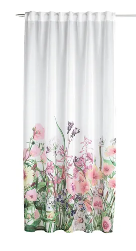 Produktbild Fertigschal Evi Blumen rosa BxH 135x245cm verdeckte Schlaufen halbtransparent