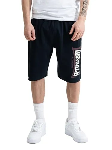 Lonsdale Herren Shorts Normale Passform Logo Jam, Dark Navy/Oxblood/Ecru, XL