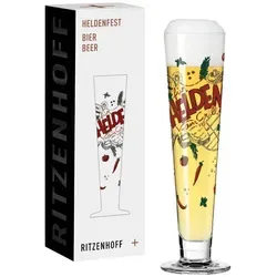 RITZENHOFF Bier-Glas 330 ml - Heldenfest Motiv Nr. 13 - Biergläser - Exquisites Kristallglas mit buntem Dekor für Craft Beer und Pils, ideal für Grillabende. Hergestellt in Deutschland, geliefert in eleganter Geschenkverpackung.