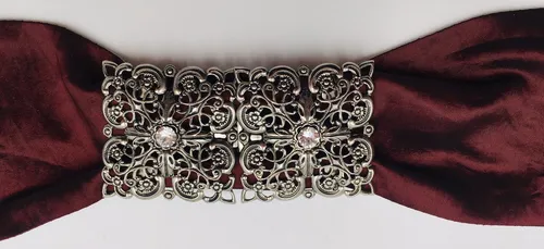 Pezzo D'oro Gürtelschnalle Schürzenschließe, Dirndlschließe, Swarovskisteine, altsilber (2-teilig)