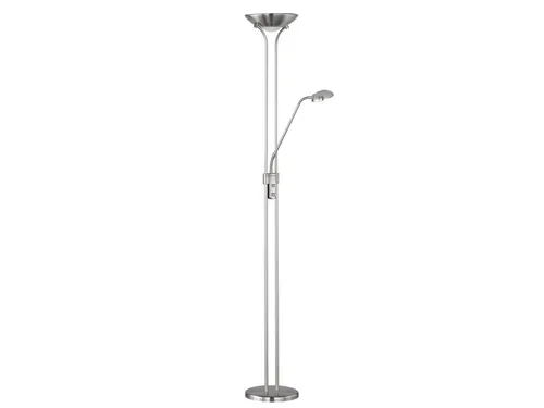 TRIO R42292107 Spock Stehleuchte SMD 1x20W 1800L 3000K - Stehleuchte in Nickeloptik, energieeffiziente LED-Technologie für stilvolle Wohnzimmerbeleuchtung. Ein Klassiker von Trio, der Qualität und Design vereint.