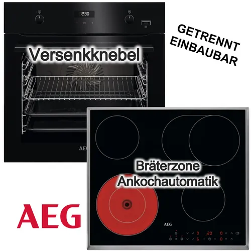 AEG Herdset mit Backofen und Glaskeramikkochfeld