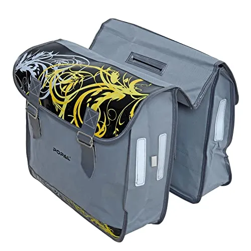 ESTEXO Fahrradtasche Doppel Gepäckträgertasche Tasche Seitentasche Gepäcktasche für Fahrrad Packtasche Grau Muster