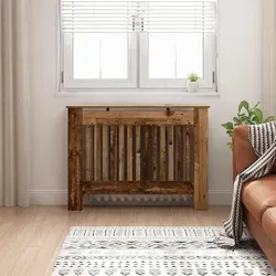 vidaXL Heizkörperabdeckung Altholz 112 x 19 x 81,5 cm - Heizkörperverkleidung aus Holzwerkstoff, bietet Sicherheit für Kinder und Haustiere mit elegantem Design und zusätzlichem Stauraum für Deko.