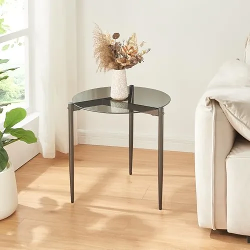 en.casa Beistelltisch »Ulökantaa« rund Ø50 cm Rauchglas grau