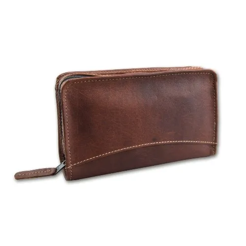 Pfeifentasche 3er Leder braun Butt oil 18 x 11 cm