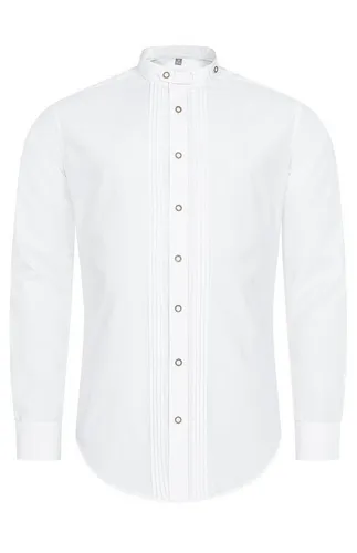 Nübler Trachtenhemd Herren Joshua Extra in Weiß, Größe: XL - EDLES TRAKTENHEMD: Stilvolles Design mit rustikalen Holzknopf-Details, perfekt für das Oktoberfest oder festliche Anlässe. HOCHWERTIGE MATERIALIEN: Langlebig und formstabil für einen eleganten Look.