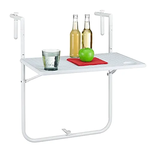 Klappbarer Balkon Hängetisch mit 2 Getränkehaltern - Praktischer einhängbarer Balkontisch, ideal für kleine Balkone. Mit 2 Getränkehaltern und einer Breite von 60 cm, perfekt für gemütliche Abende im Freien.