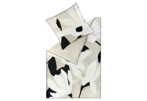 Musterring Wendebettwäsche MR-Harmony beige, Creme, Schwarz - Bettwäsche in Übergröße (155x220 cm) aus hochwertigem Satin, atmungsaktiv und hautfreundlich, ideal für ein gemütliches Schlafzimmerambiente.