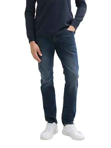 TOM TAILOR Denim Herren Aedan Straight Jeans mit Stretch - Jeans im 5-Pocket-Stil mit optimaler Passform dank Baumwolle-Elasthan-Mischung. Enthält mindestens 20% recyceltes Polyester für nachhaltigen Komfort.
