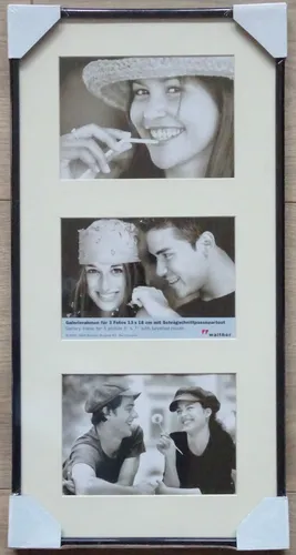 Walther Galerierahmen für 3 Fotos 13x18cm mit Schrägschnittpassepartout