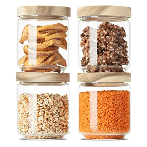 Econovo® Vorratsgläser 500ml mit Holzdeckel (4-teilig) von Econovo