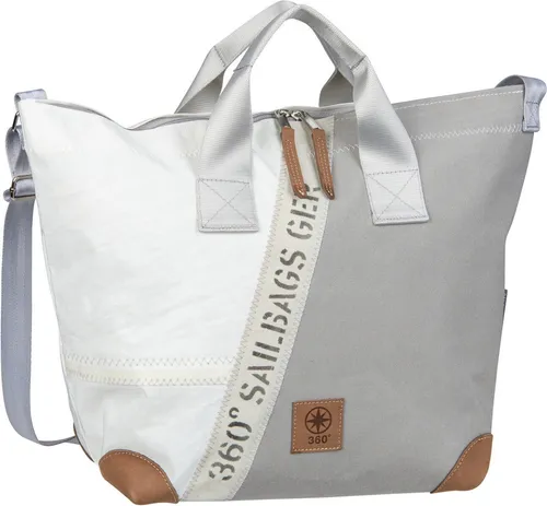 360Grad Umhängetasche Suutje, Crossbody Bag grau|weiß - Sporttasche aus robustem, wasserabweisendem Segeltuch mit praktischem Laptopfach und stylischem Design – ideal für Sport und Freizeit.