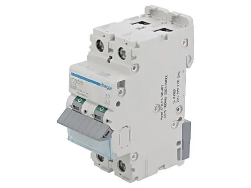 Produktbild Hager NDN225 Leitungsschutzschalter 2-polig 10kA/15kA D-25A 2M