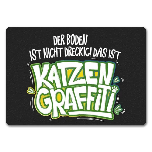 Randlose Fußmatte mit Motiv – Schmutzfangmatte für den Eingangsbereich - Stilvolle Fußmatte in schwarz-grün, 50 x 35 cm, aus robustem Kunstfaser-Gummi. Ideal für den täglichen Einsatz, schützt vor Schmutz und Nässe.