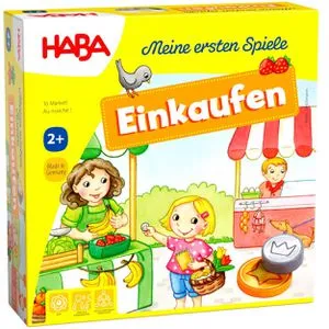 HABA 302781 Meine ersten Spiele Einkaufen - 3D-Marktstand für Kinder ab 2 Jahren, spielerisch Geld und Mengen lernen