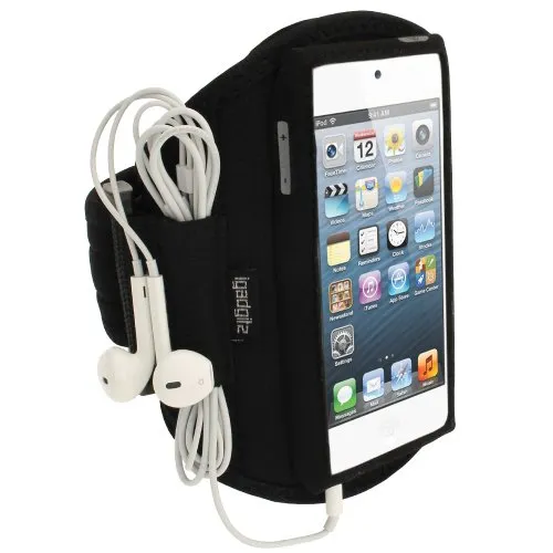 iGadgitz U1993 Wasserabweisen Neopren Armband Kompatibel mit Apple iPod Touch 5/6/7th Gen -Schwarz
