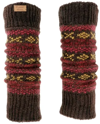 Guru-Shop Haussocken Wollstulpen aus Nepal - Gemütliche Beinstulpen mit Muster - Haussocken, warme Wollstulpen aus Nepal mit weichem Fleece-Futter, ideal für kalte Tage und gemütliche Abende zu Hause. Fair gehandelt und handgestrickt.