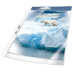 DURABLE Premium Prospekthülle DIN A4 Genarbt Transparent 80 Mikron PP (Polypropylen) Öffnung oben 11 Löcher 2682 50 Stück