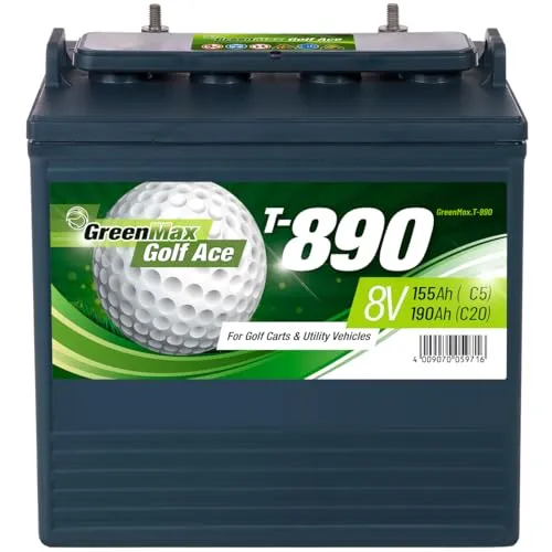 GreenMax Golf Ace T-890 (8V 190Ah) - Hochleistungs-Blei-Säure-Batterie für Golfcarts und Elektrofahrzeuge - Zuverlässig, Langlebig, Effizient, 99% Recycelbar